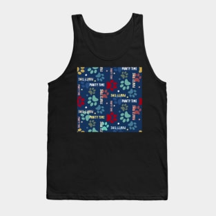 pawty time – paw prints on dark blue seamless repeat pattern Tank Top